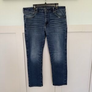 American‎ Eagle Airflex Jeans Mens 38X32 Blue Straight Stretch Normcore NOTES